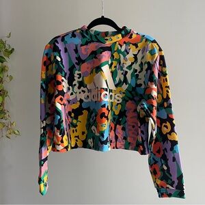 ADIDAS Colorful Crop Crew Neck Sweatshirt, Size M